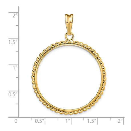 33 mm 14k Yellow Gold coin bezel pendant for US $50 American Buffalo — size reference (ruler)
