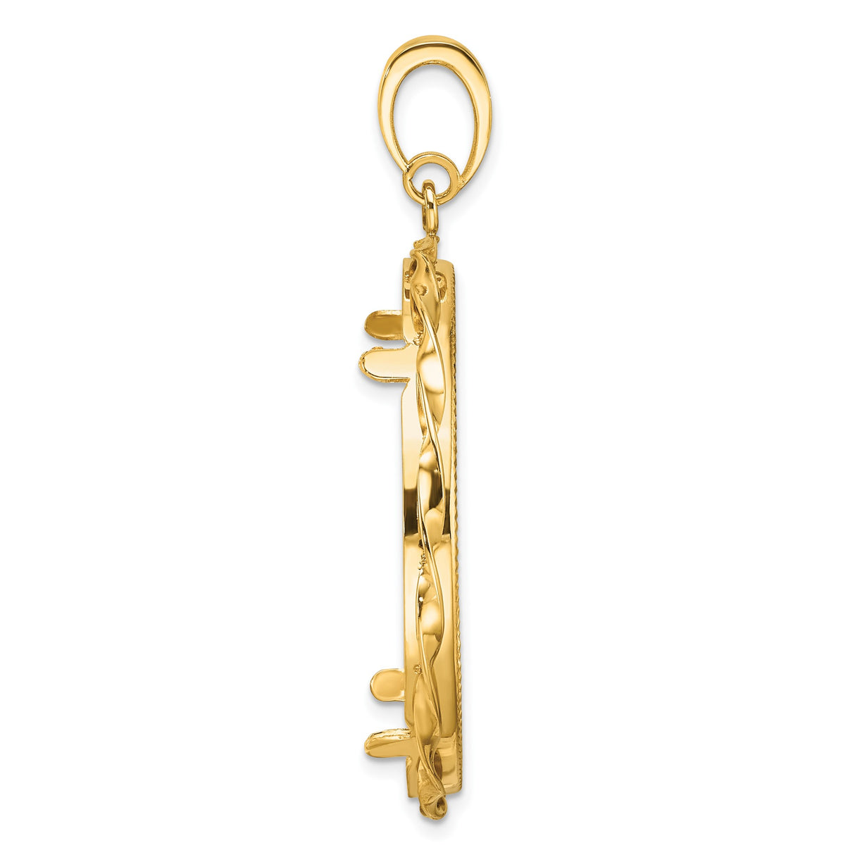33 mm 14k Yellow Gold coin bezel pendant for US $50 American Buffalo — alternate view