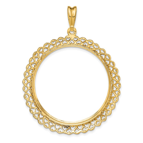 33 mm 14k Yellow Gold coin bezel pendant for US $50 American Buffalo — additional image