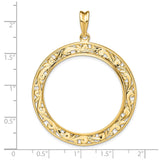 33 mm 14k Yellow Gold coin bezel pendant for US $50 American Buffalo — size reference (ruler)