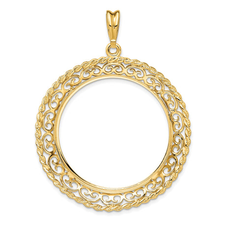 33 mm 14k Yellow Gold coin bezel pendant for US $50 American Buffalo — additional image