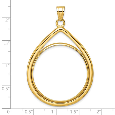 33 mm 14k Yellow Gold coin bezel pendant for US $50 American Buffalo — size reference (ruler)
