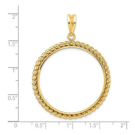 33 mm 14k Yellow Gold coin bezel pendant for US $50 American Buffalo — size reference (ruler)
