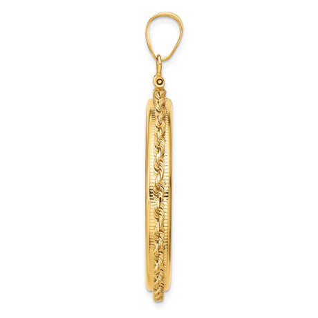 33 mm 14k Yellow Gold coin bezel pendant for US $50 American Buffalo — alternate view