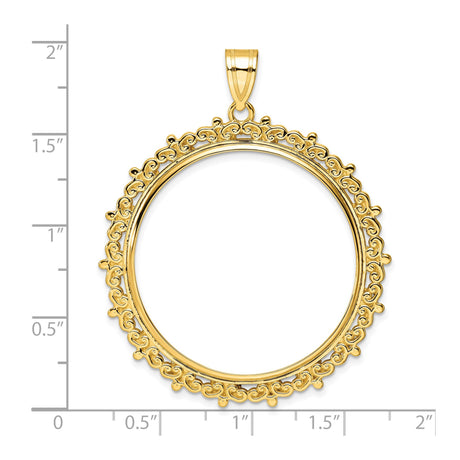 33 mm 14k Yellow Gold coin bezel pendant for US $50 American Eagle — size reference (ruler)
