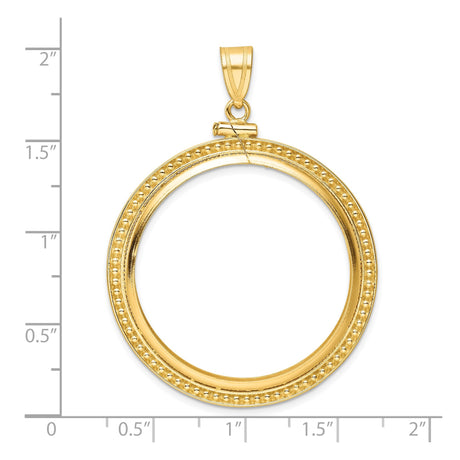 33 mm 14k Yellow Gold coin bezel pendant for US $50 American Eagle — size reference (ruler)