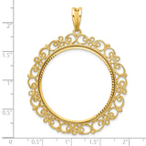 32 mm 14k Yellow Gold coin bezel pendant for US Grant Wood — size reference (ruler)