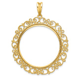 32 mm 14k Yellow Gold coin bezel pendant for US Grant Wood