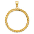 32 mm 14k Yellow Gold coin bezel pendant for US Grant Wood