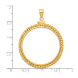 32 mm 14k Yellow Gold coin bezel pendant for US Grant Wood — size reference (ruler)