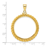 32 mm 14k Yellow Gold coin bezel pendant for US Helen Hayes — size reference (ruler)