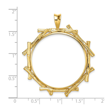32 mm 14k Yellow Gold coin bezel pendant for US Louis Armstrong — size reference (ruler)