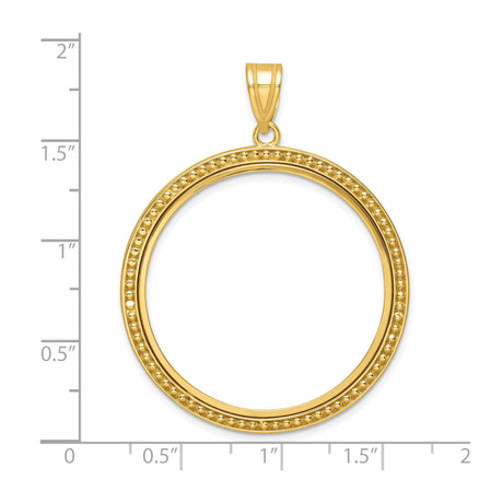 32 mm 14k Yellow Gold coin bezel pendant for US Mark Twain — size reference (ruler)