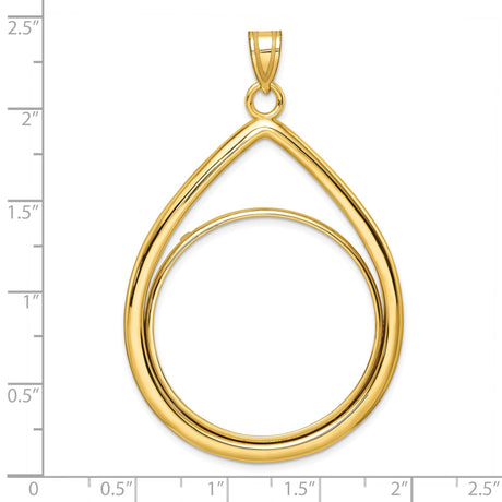32 mm 14k Yellow Gold coin bezel pendant for US Mark Twain — size reference (ruler)