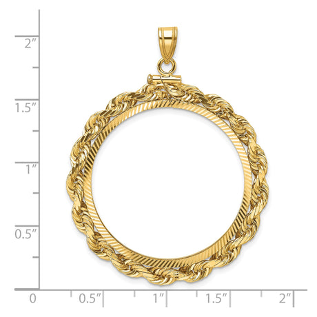 32 mm 14k Yellow Gold coin bezel pendant for US Robert Frost — size reference (ruler)
