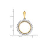 17 mm 14k Multi-Tone Gold coin bezel pendant for US $100 American Eagle Platinum — size reference (ruler)
