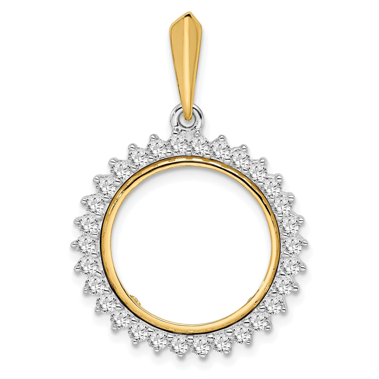 17 mm 14k Multi-Tone Gold coin bezel pendant for US $100 American Eagle Platinum