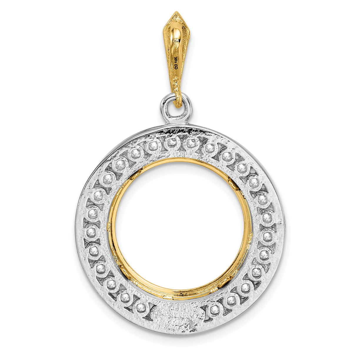17 mm 14k Multi-Tone Gold coin bezel pendant for US $5 American Buffalo — additional image