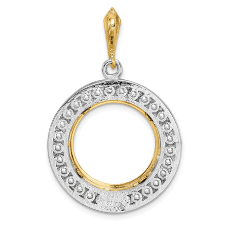 17 mm 14k Multi-Tone Gold coin bezel pendant for US $5 American Buffalo — additional image