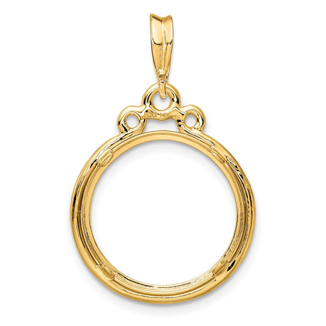 17 mm 14k Yellow Gold coin bezel pendant for US $5 American Buffalo — additional image