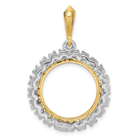 17 mm 14k Multi-Tone Gold coin bezel pendant for US $5 American Buffalo — additional image