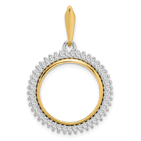 17 mm 14k Multi-Tone Gold coin bezel pendant for US $5 American Buffalo