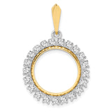 17 mm 14k Multi-Tone Gold coin bezel pendant for US $5 American Buffalo