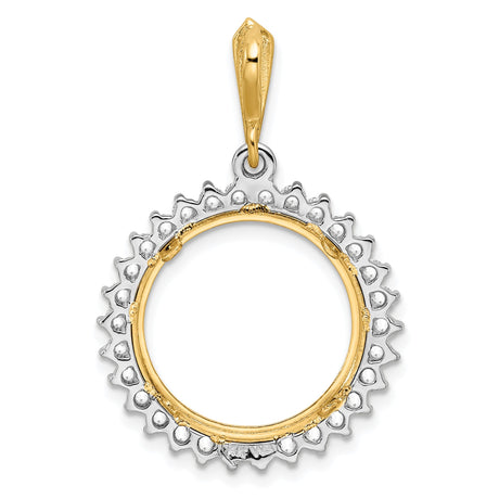 17 mm 14k Multi-Tone Gold coin bezel pendant for US $5 American Buffalo — additional image