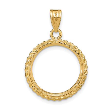 17 mm 14k Yellow Gold coin bezel pendant for US $5 American Buffalo — additional image