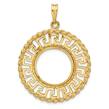 17 mm 14k Yellow Gold coin bezel pendant for US $5 American Buffalo