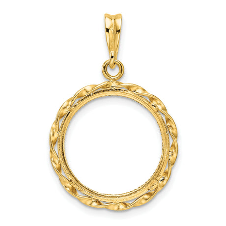 17 mm 14k Yellow Gold coin bezel pendant for US $5 American Buffalo — additional image