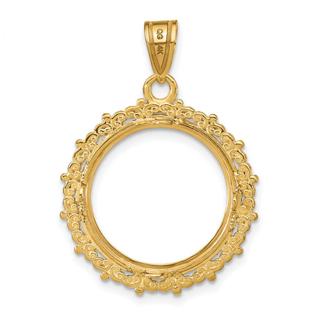 17 mm 14k Yellow Gold coin bezel pendant for US $5 American Buffalo — additional image