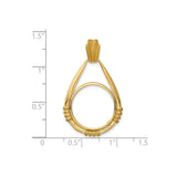 17 mm 14k Yellow Gold coin bezel pendant for US $5 American Buffalo — size reference (ruler)