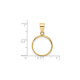 17 mm 14k Yellow Gold coin bezel pendant for US $5 American Buffalo — size reference (ruler)