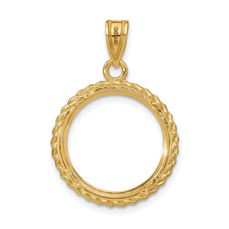17 mm 14k Yellow Gold coin bezel pendant for US $5 American Buffalo — additional image