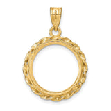 17 mm 14k Yellow Gold coin bezel pendant for US $5 American Buffalo — additional image