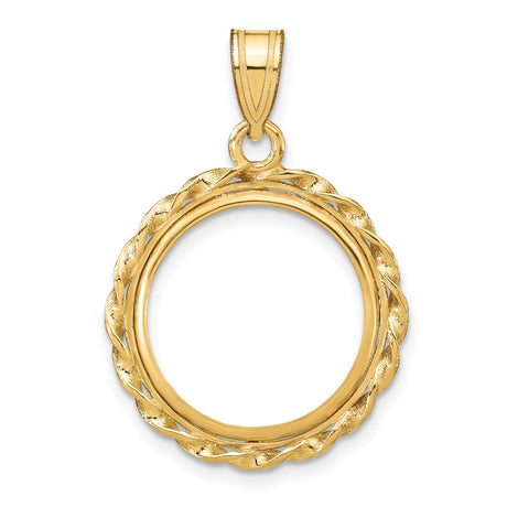 17 mm 14k Yellow Gold coin bezel pendant for US $5 American Buffalo