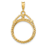 17 mm 14k Yellow Gold coin bezel pendant for US $5 American Buffalo — additional image