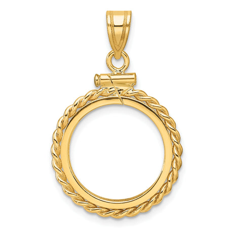 17 mm 14k Yellow Gold coin bezel pendant for US $5 American Buffalo