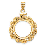 17 mm 14k Yellow Gold coin bezel pendant for US $5 American Buffalo — additional image