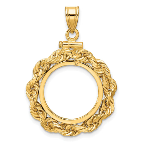 17 mm 14k Yellow Gold coin bezel pendant for US $5 American Buffalo