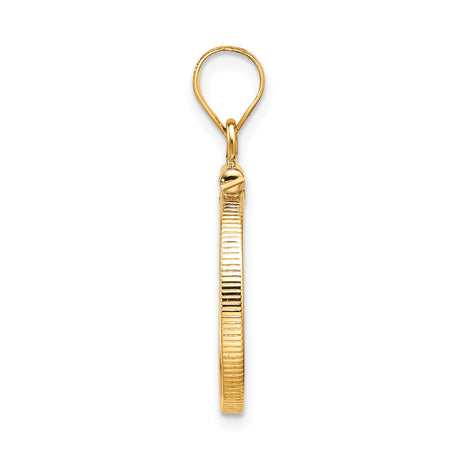 17 mm 14k Yellow Gold coin bezel pendant for US $5 American Buffalo — alternate view