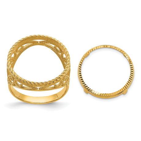 17 mm 14k Yellow Gold coin bezel ring for US $5 American Buffalo