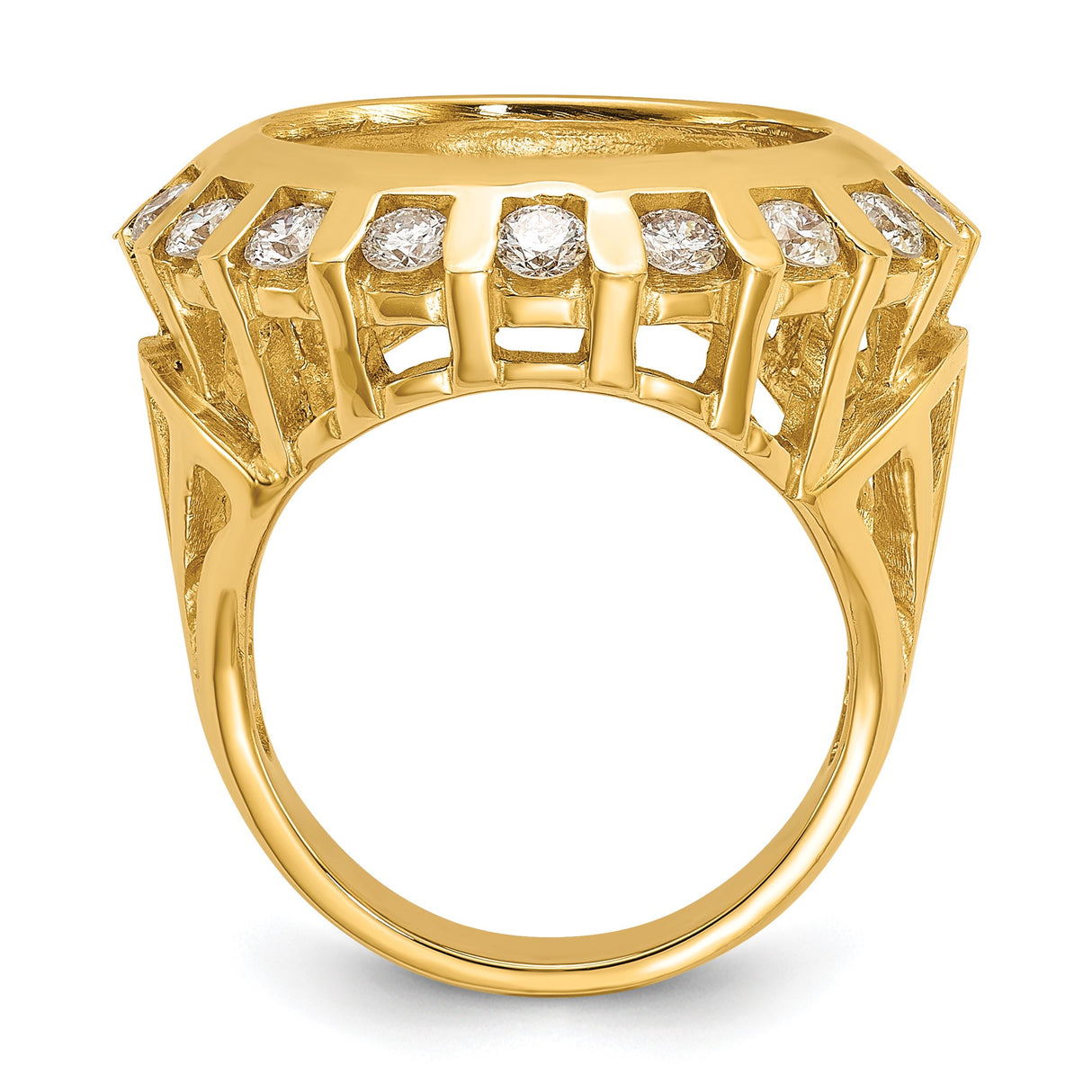 17 mm 14k Yellow Gold coin bezel ring for US $5 American Buffalo — alternate view