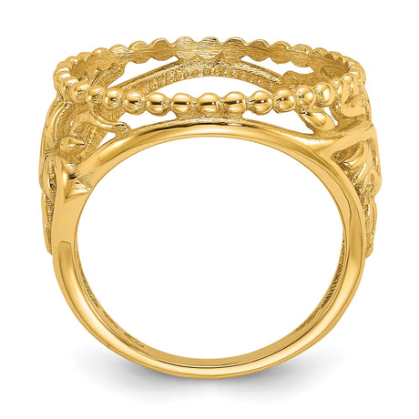 17 mm 14k Yellow Gold coin bezel ring for US $5 American Buffalo — alternate view