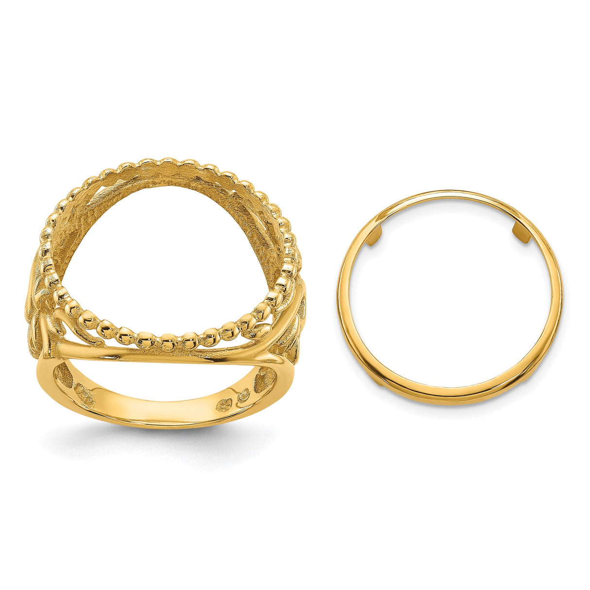 17 mm 14k Yellow Gold coin bezel ring for US $5 American Buffalo