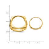 17 mm 10k Yellow Gold coin bezel ring for US $5 American Buffalo — size reference (ruler)