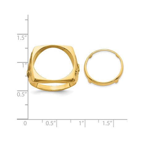 17 mm 10k Yellow Gold coin bezel ring for US $5 American Buffalo — size reference (ruler)