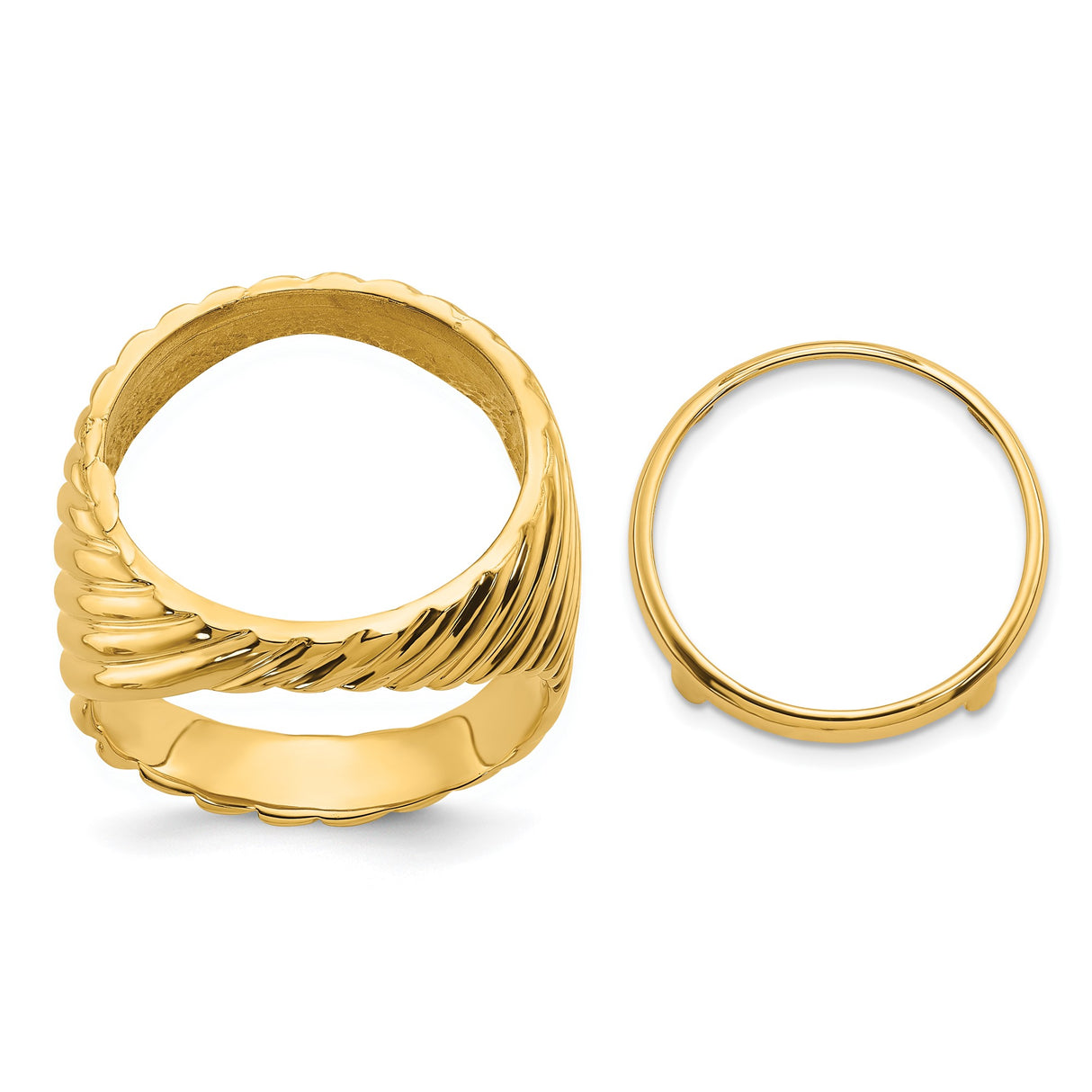 17 mm 14k Yellow Gold coin bezel ring for US $5 American Buffalo