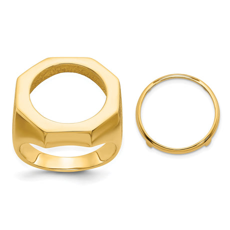 17 mm 14k Yellow Gold coin bezel ring for US $5 American Buffalo